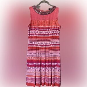 Sandra Darren Orange Dress with Embellished Details